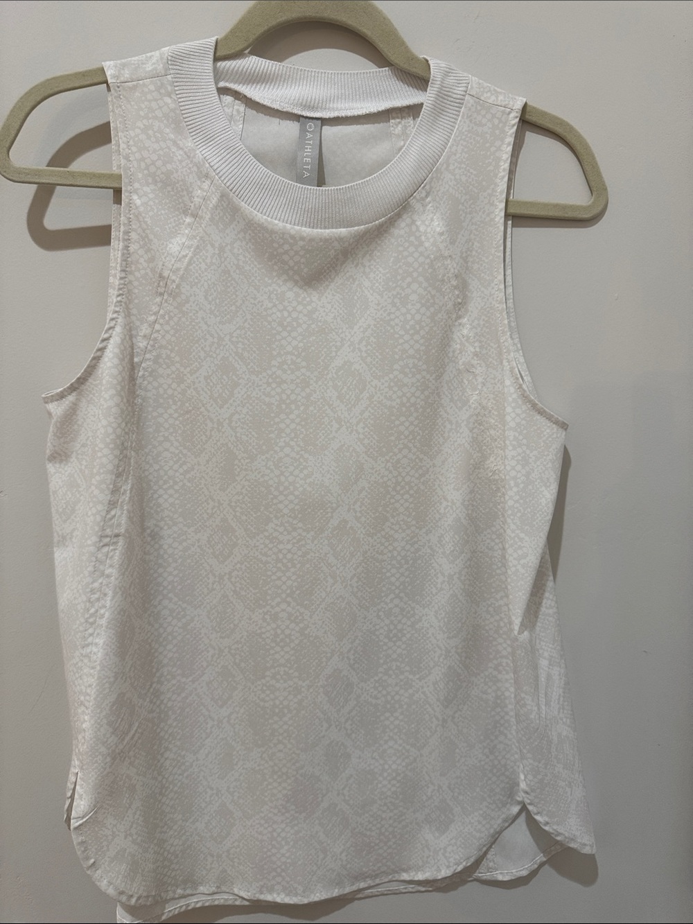 Athleta White Snake-Print Ribbed Neck Tank